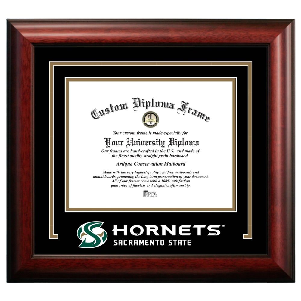 Campus Images California State University, Sacramento Diploma Frame 8.5 x 11 Satin Mahogany with Printed CSUN Logo Black & Bronze Mats Official Graduation Certificate Display