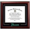 Campus Images Tulane University Diploma Frame 14 x 17  Satin Mahogany with Printed Tulane Green Wave Logo  Black & Forest Green Mats  Official Graduation Certificate Display view 1