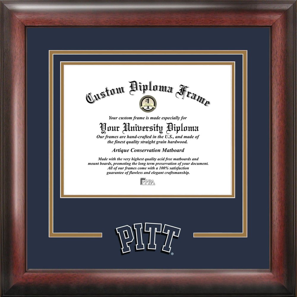 Campus Images University of Pittsburgh Diploma Frame 12 x 16 Satin Mahogany Printed Logo Black & Royal Mats