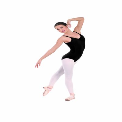 EUROTARD 10527 Womens Pinch Front Camisole Leotard (Black,Medium)