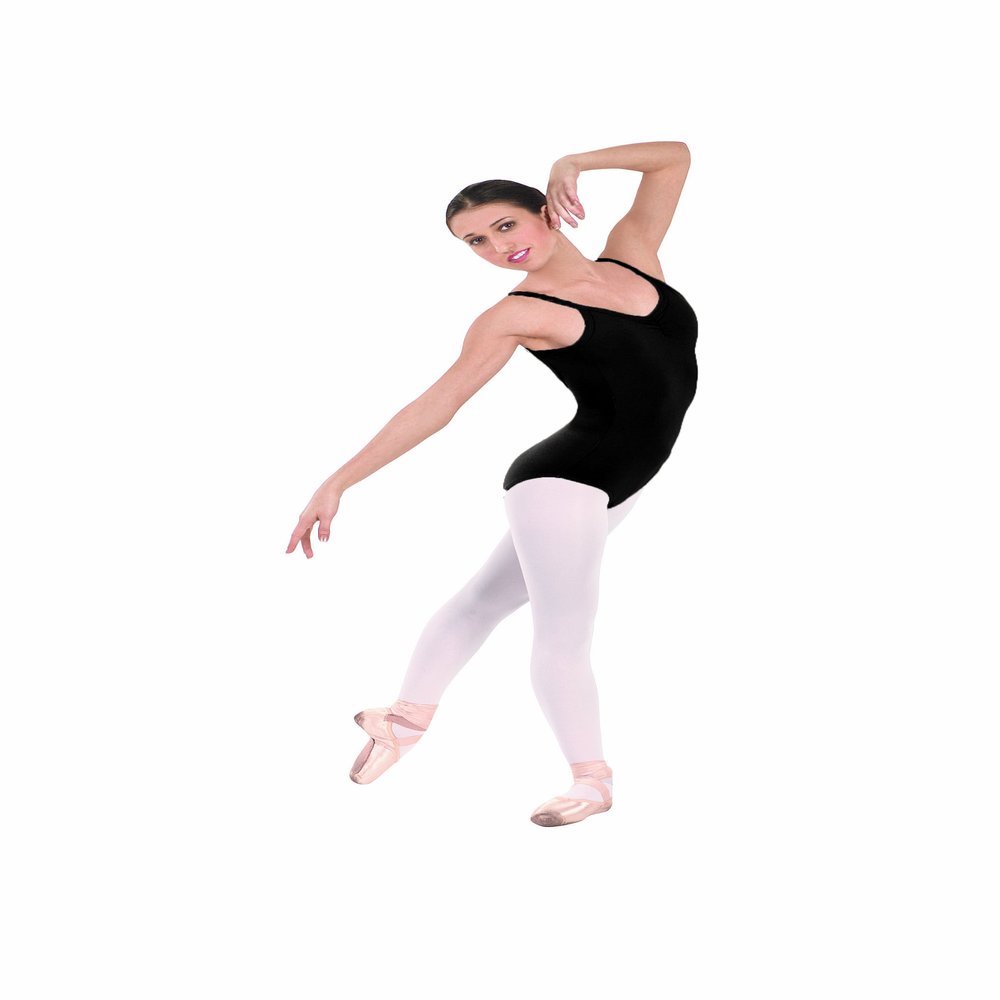EUROTARD 10527 Womens Pinch Front Camisole Leotard (Black,Medium)