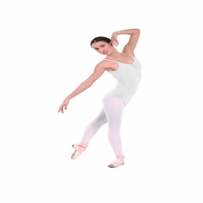 EUROTARD 10527 Womens Pinch Front Camisole Leotard (White,X-Small)