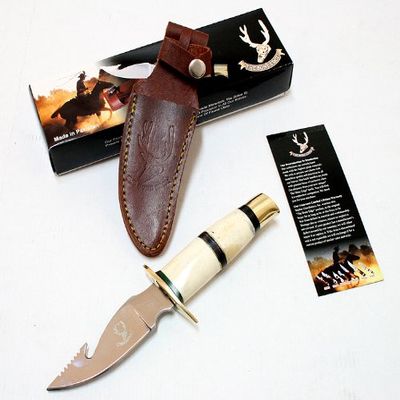 Lastworld 9" Skinner Knife Bone Handle Hunting Knife with Hook Sharp