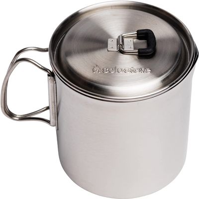 Solo Stove Solo Pot 900 - Lightweight Stainless Steel Backpacking Pot | Boil Water Quickly | Volume Markings and Pour Spout