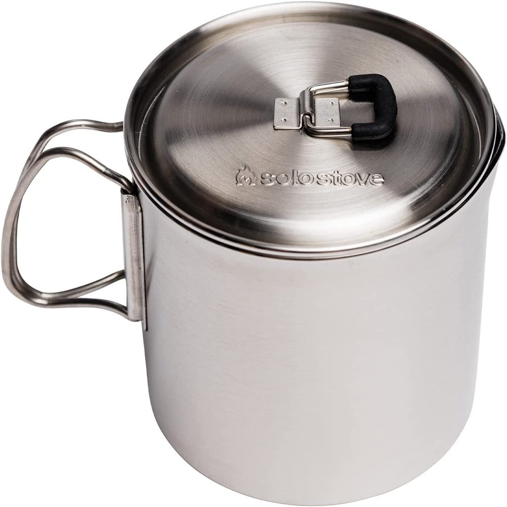 Solo Stove Solo Pot 900 - Lightweight Stainless Steel Backpacking Pot | Boil Water Quickly | Volume Markings and Pour Spout