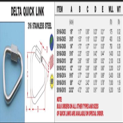 316 Stainless Steel Delta Quick Link 1/2" (S0160-DX12)