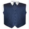 Vesuvio Napoli Men's Paisley Design Dress Vest & NeckTie NAVY BLUE Color Neck Tie Set sz 4XL view 1