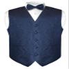 Vesuvio Napoli Men's Paisley Design Dress Vest & Bow Tie NAVY BLUE Color BOWTie Set sz Medium view 1