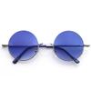 zeroUV Lennon Style Round Circle Metal Sunglasses w/Color Lens Tint (Silver Blue) view 1