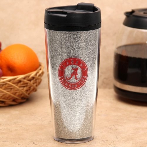 Northwest NCAA Alabama Crimson Tide Glitter Travel Tumbler, 20-Ounce
