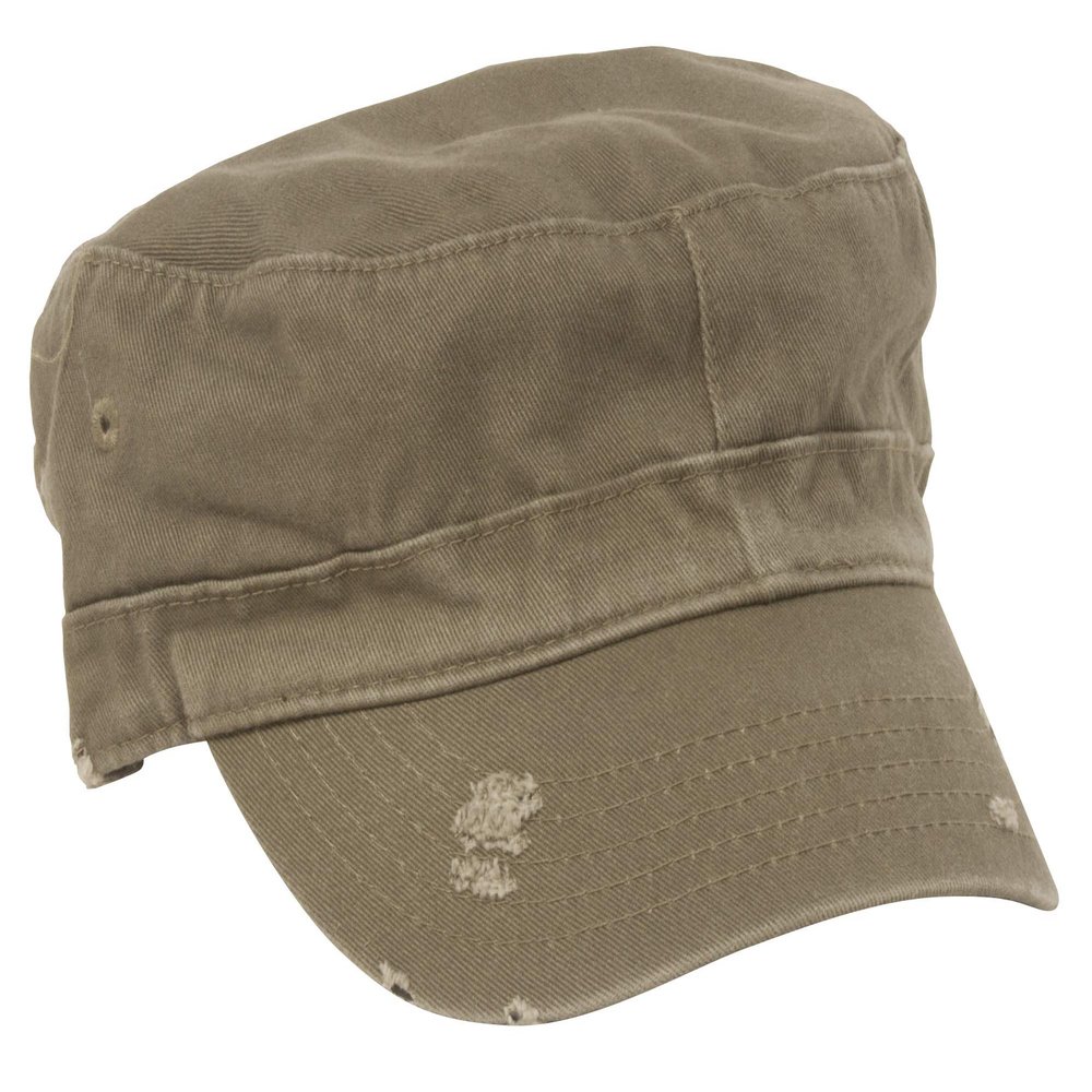 Distressed Washed Cotton Cadet Army Cap Olive One Size