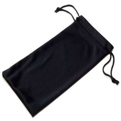 Calabria Microfiber Drawstring Eyeglass Pouch Black Micro-Fiber Glasses Bag Sunglass Holder Use as Cleaning Cloth for Lenses