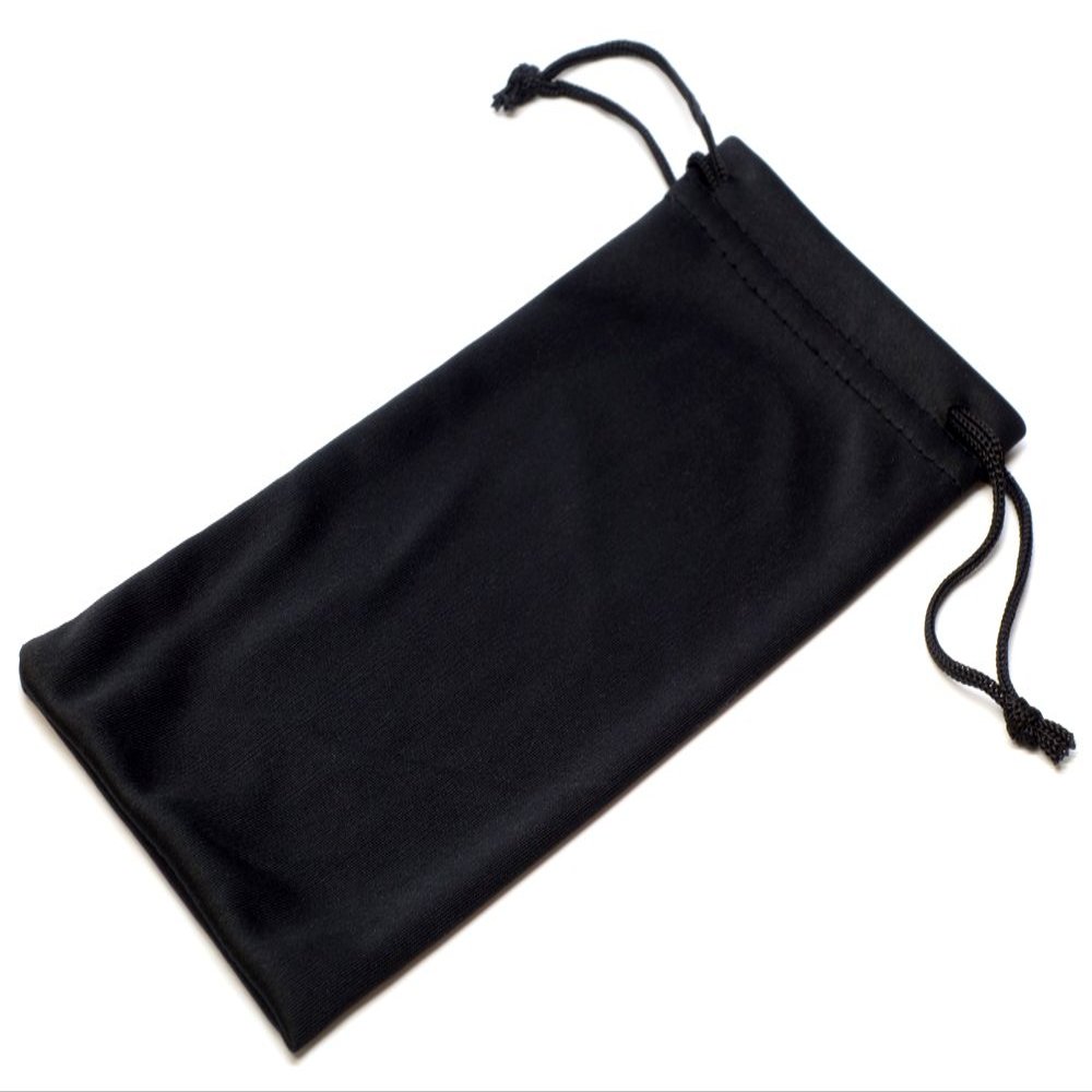 Calabria Microfiber Drawstring Eyeglass Pouch Black Micro-Fiber Glasses Bag Sunglass Holder Use as Cleaning Cloth for Lenses