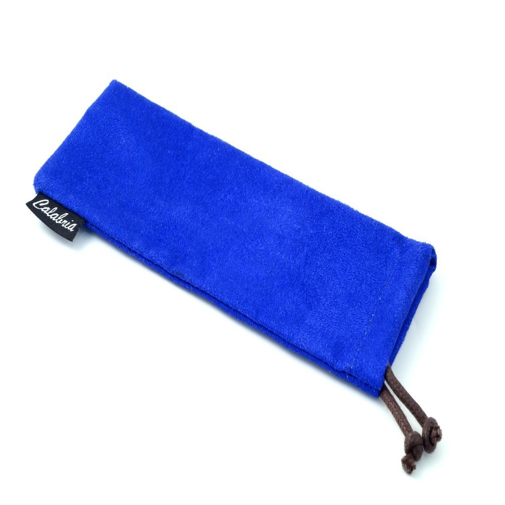 Calabria C-347 Soft Drawstring Eyeglass Pouch Blue Chamois Men Women Cloth Eye Glasses Bag Sunglass Holder Screen Lens Clean