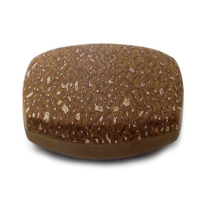Designer Hard Eyeglass Case in Tan w/Glitter Fabric Top Solid Color Bottom