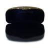 Designer Hard Eyeglass Case in Tan w/Glitter Fabric Top Solid Color Bottom view 2