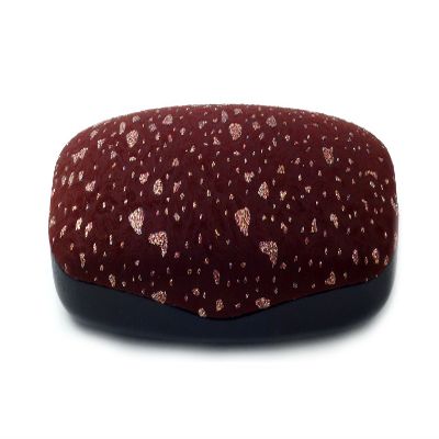 Designer Hard Eyeglass Case in Wine w/Glitter Fabric Top Solid Color Bottom
