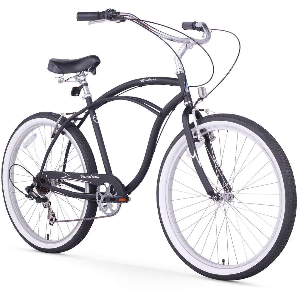 Firmstrong Urban Man Beach Cruiser Bike, Mens Bicycle 26-Inch, 7-Speed, Matte Black