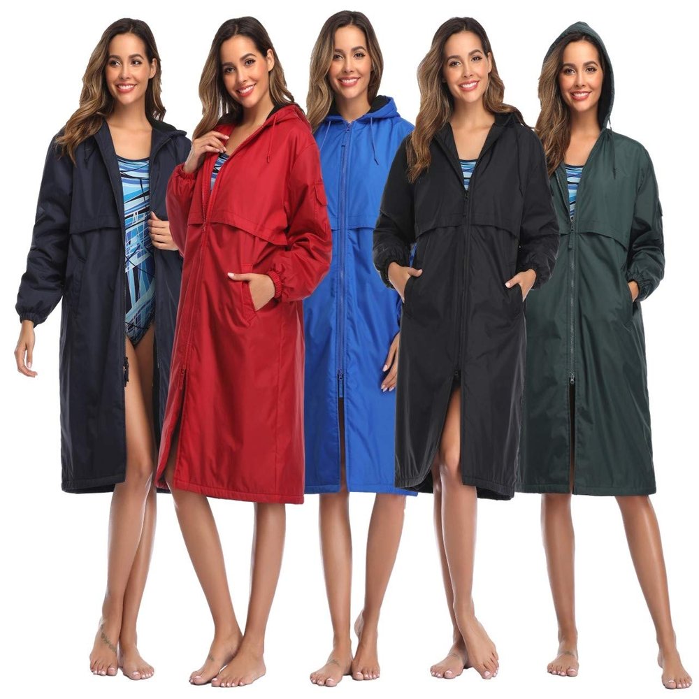 Adoretex Unisex Swim Parka Water Resistant Warm Coat Water Sports Swim Parka for Adults & Kids-PK006-Navy-YM