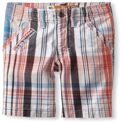 Lee Little Boys' Dungarees Bermuda Flat Front Short, Mango Loom Plaid, 4 Regular