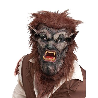Fun World Men's Brown Werewolf Latex Mask Adult Costume, Brown, Adult Size