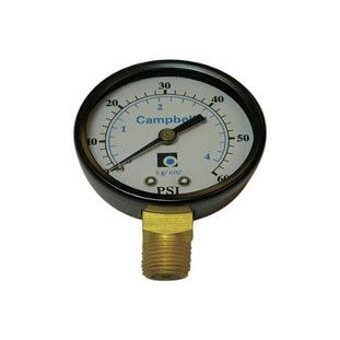 Campbell Pressure Gauge 0-60 Psi 1/4 ", 2" < 0.25% Lead 0-60 Psi
