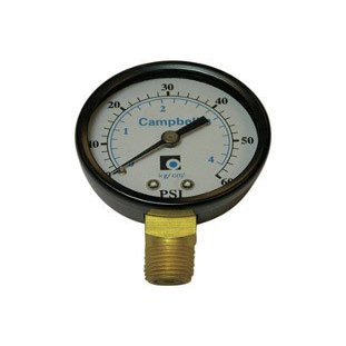 Campbell Pressure Gauge 0-60 Psi 1/4 ", 2" < 0.25% Lead 0-60 Psi