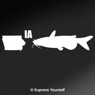 Express Yourself IA Channel Catfish State Fish (White - Large) Decal Sticker - State Fish Collection