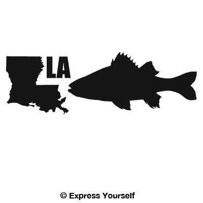 Express Yourself LA White Perch State Fish (Black - Large) Decal Sticker - State Fish Collection