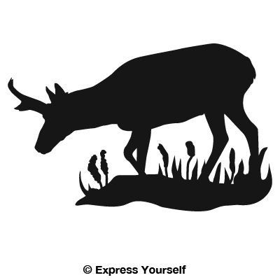 Express Yourself Products Pronghorn on Alert (Black - Reverse Image - Large) Decal Sticker - Big Game Collection - Antelope