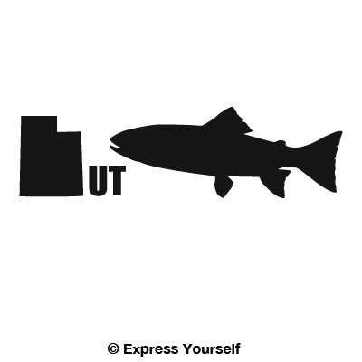 Express Yourself UT Bonneville Cutthroat Trout State Fish (Black - Large) Decal Sticker - State Fish Collection