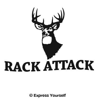 Express Yourself Products Rack Attack3 (Black - Image Facing as Shown - Large) Decal Sticker - Big Game Collection - Deer