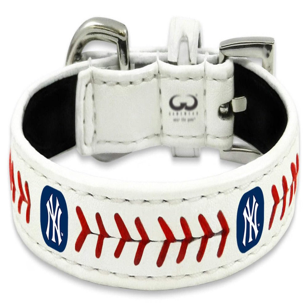 MLB New York Yankees Classic Leather Baseball Dog Collar (Toy)