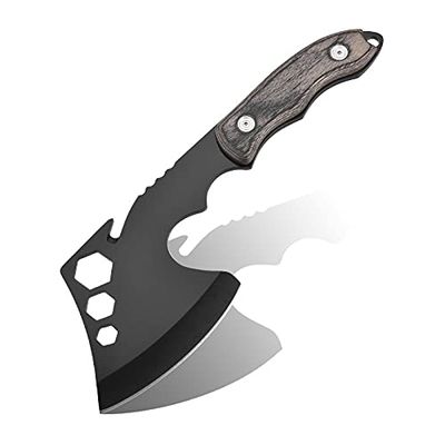 ASR Outdoor Compact Camping Axe Hatchet, Black Steel With Cord Cutter