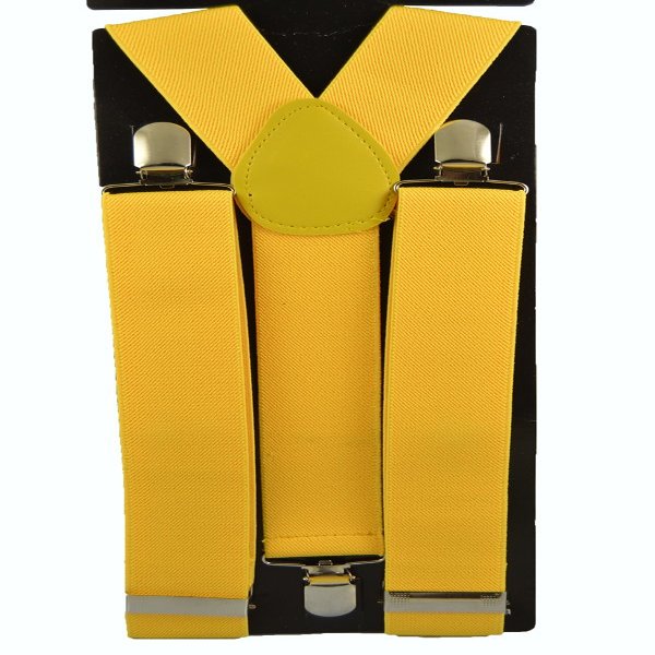 ACCmall Men's Unisex Clip-on Braces Elastic Yellow Suspender