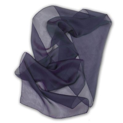 Thai Silks! Iridescent Chiffon Scarf, 6mm, 13 x 60 inches, One Size, Purple/Evergreen