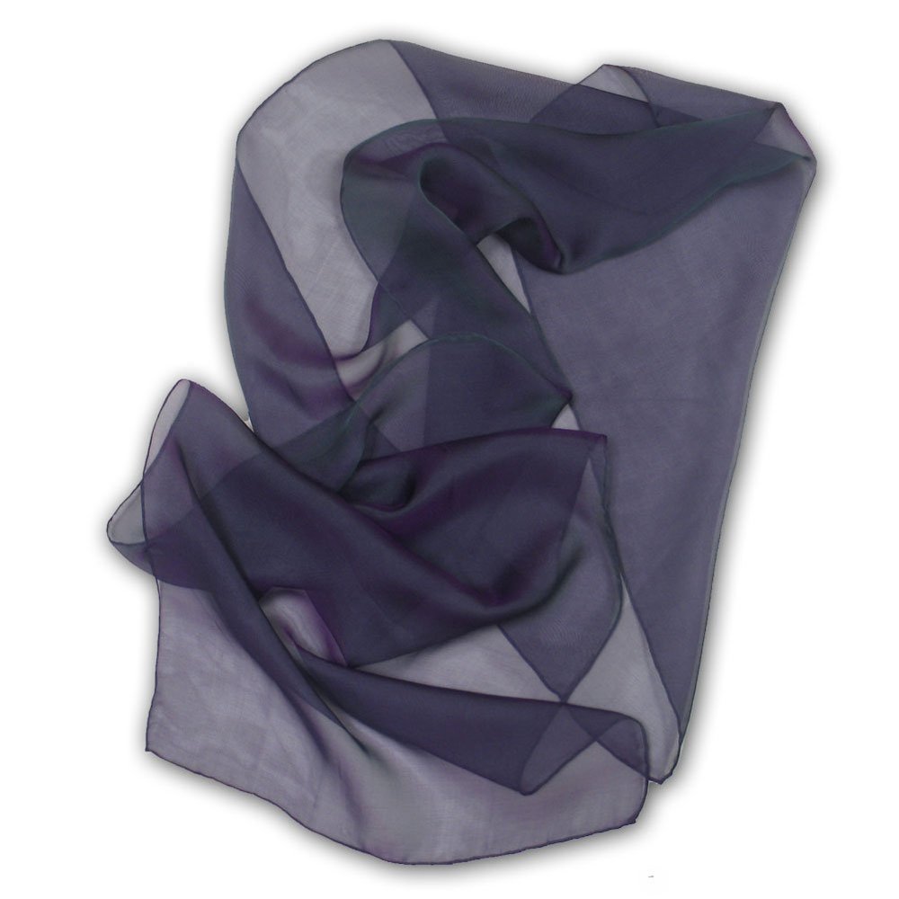 Thai Silks! Iridescent Chiffon Scarf, 6mm, 13 x 60 inches, One Size, Purple/Evergreen