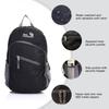 Outlander Packable Handy Lightweight Travel Hiking Backpack Daypack, Black view 3