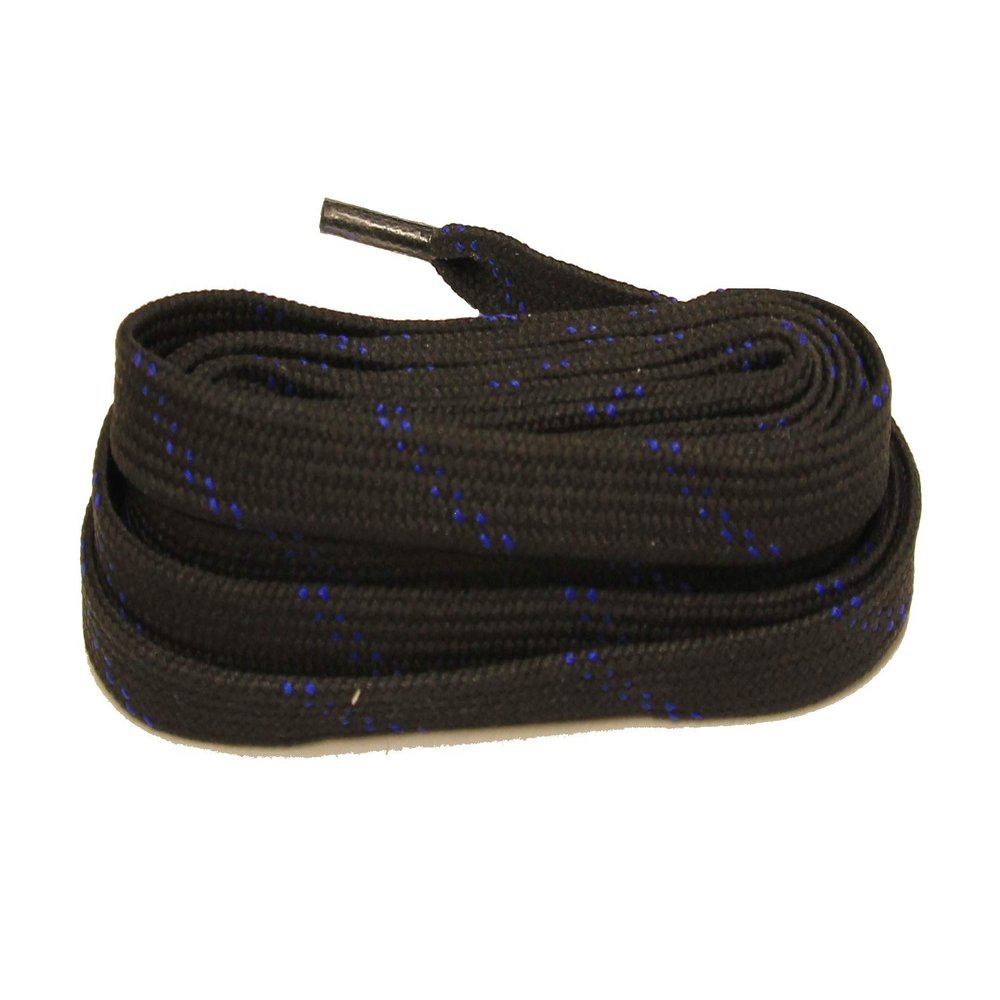 Ten Seconds Non-Waxed Hockey Laces Black with Royal Chip, 96