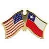 EE Metal Lapel Pin - American and World National Flag Crossed - Chile view 1