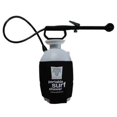 RazorReef Brushed Modern Portable Surf Shower, 1 Meter Poly Hose, No Batteries Needed