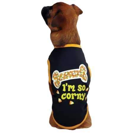 Casual Canine I'm So Corny Tee for Pets, Medium, Black