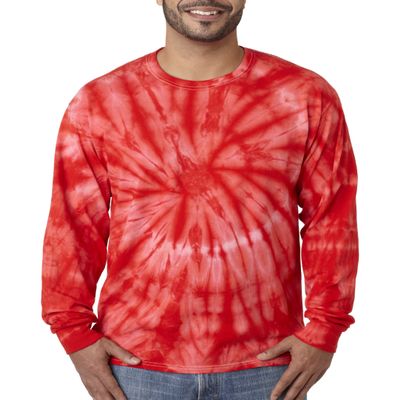Adult Tie-Dyed Long-Sleeve Cotton Tee (Purple Spider) (Medium)