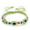 Avalaya Evil Eye Acrylic Bead Protection Friendship Cord Bracelet In Lime Green - Adjustable view 1