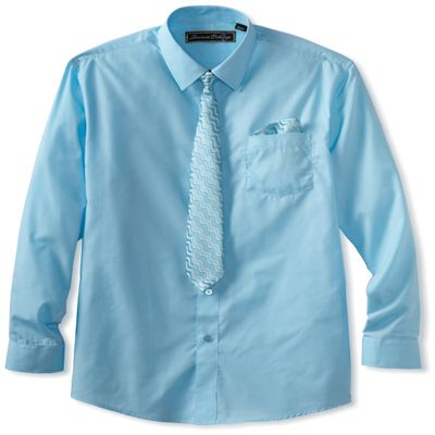 American Exchange Little Boys' Little Dress Shirt With Tie And Pocket Square, Turquoise, 1