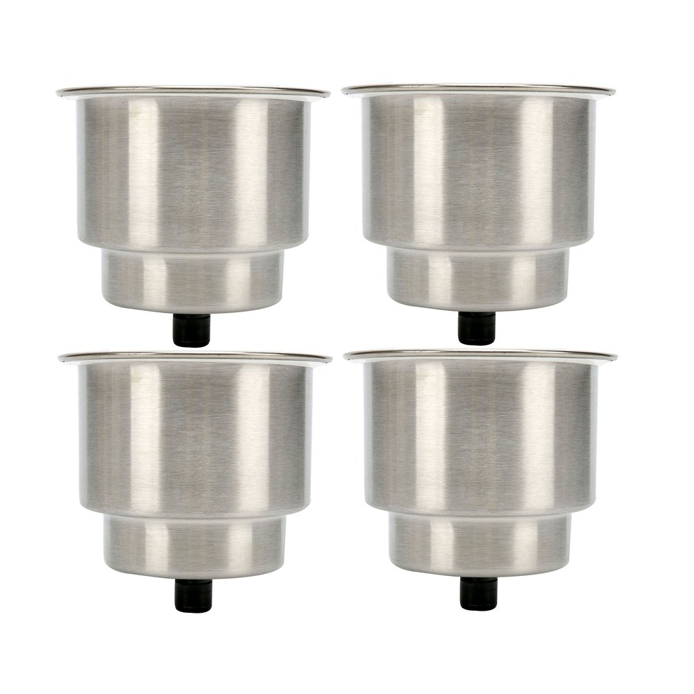 Amarine Made 4pcs Stainless Steel Cup Drink Holder with Drain for Marine Boat RV Camper