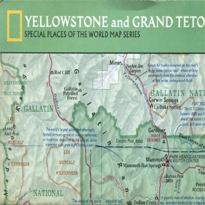 MAP OF YELLOWSTONE & GRAND TETON NATIONAL PARKS /WYOMING /SPECIAL AREA SERIES /HUGE FOLDOUT+++