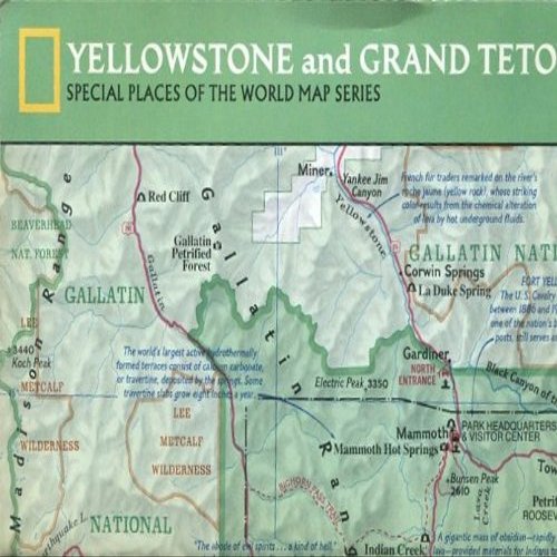MAP OF YELLOWSTONE & GRAND TETON NATIONAL PARKS /WYOMING /SPECIAL AREA SERIES /HUGE FOLDOUT+++