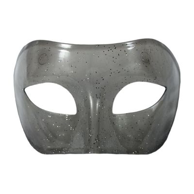 Gray Transparent Venetian Masquerade Mask with Glitter - Mardi Gras Prom Party