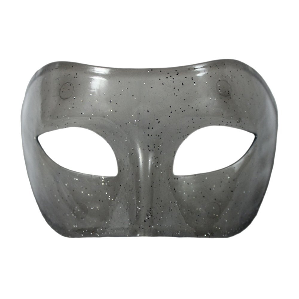 Gray Transparent Venetian Masquerade Mask with Glitter - Mardi Gras Prom Party